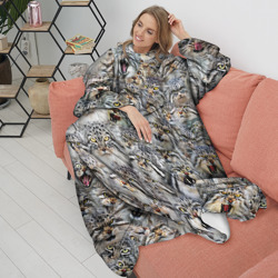 Плед с рукавами Погладь всех манулов - фото 2