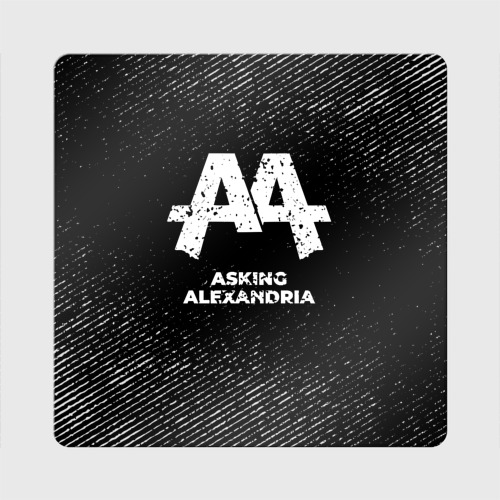 Магнит виниловый Квадрат Asking Alexandria с потертостями на темном фоне