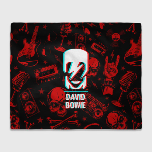 Плед 3D David Bowie rock glitch, цвет 3D (велсофт)