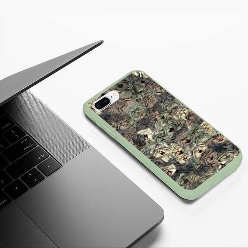 Чехол для iPhone 7Plus/8 Plus матовый Мануловый камуфляж, цвет салатовый - фото 5