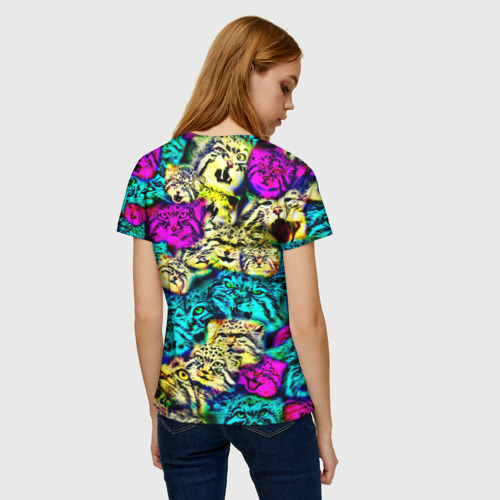 Женская футболка 3D Психоделические манулы, цвет 3D печать - фото 4