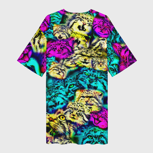 Платье-футболка 3D Психоделические манулы, цвет 3D печать - фото 2