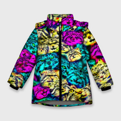 Зимняя куртка для девочек 3D Психоделические манулы