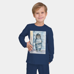 Детская пижама с лонгсливом хлопок Акварельный рисунок плохой кот - фото 2