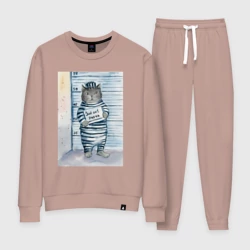 Женский костюм хлопок Акварельный рисунок плохой кот