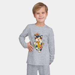 Детская пижама с лонгсливом хлопок Манеки неко кошка символ счастья и удачи - фото 2