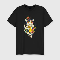Манеки неко кошка символ счастья и удачи – Мужская футболка хлопок Slim с принтом купить