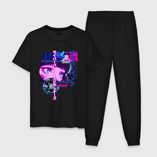 Мужская пижама хлопок Cyberpunk Edgerunners Киберпанк, цвет черный