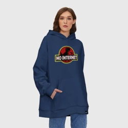 Худи SuperOversize хлопок Интернета нет - мем с динозавром - фото 2