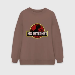 Женский свитшот oversize без начеса хлопок Интернета нет - мем с динозавром