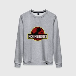 Женский свитшот хлопок Интернета нет - мем с динозавром