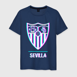 Мужская футболка хлопок Sevilla FC в стиле glitch