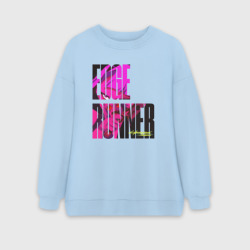 Женский свитшот oversize без начеса хлопок Cyberpunk Edgerunners Бегущий по краю