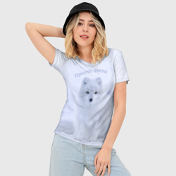 Женская футболка 3D Slim Просто песец на снегу - фото 2