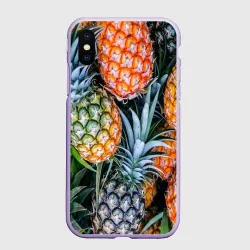 Чехол для iPhone XS Max матовый Фон из ананасов