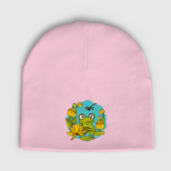 Мужская шапка демисезонная Сказочный персонаж царевна лягушка на болоте