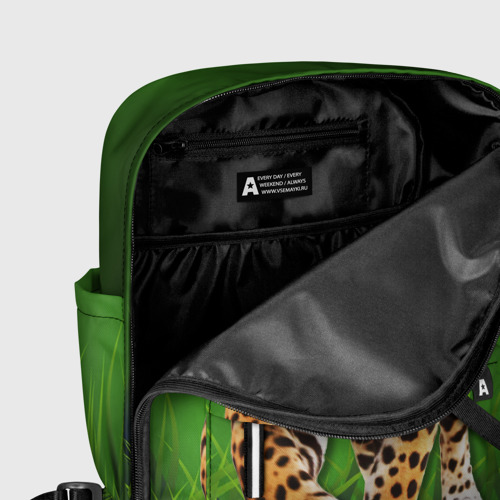 Женский рюкзак 3D Леопард на фоне травы - фото 6
