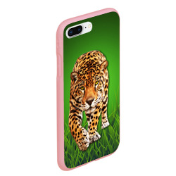 Чехол для iPhone 7Plus/8 Plus матовый Леопард на фоне травы - фото 2
