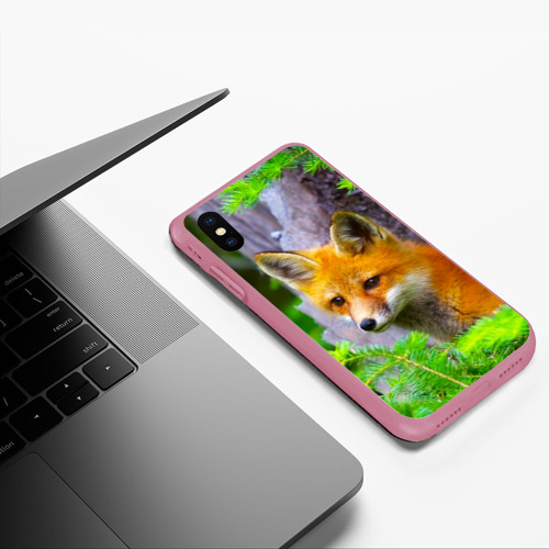 Чехол для iPhone XS Max матовый Молодая рыжая лиса, цвет малиновый - фото 5