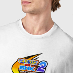 Футболка с принтом Capcom vs SNK для мужчины, вид на модели спереди №4. Цвет основы: белый