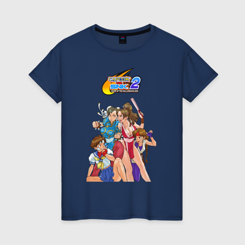 Женская футболка хлопок с принтом Capcom VS SNK, вид спереди #2