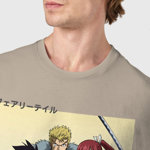 Мужская футболка хлопок Fairy Tail Heroes, цвет миндальный - фото 6