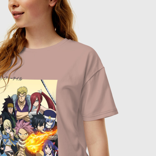 Женская футболка хлопок Oversize с принтом Fairy Tail heroes, фото на моделе #1