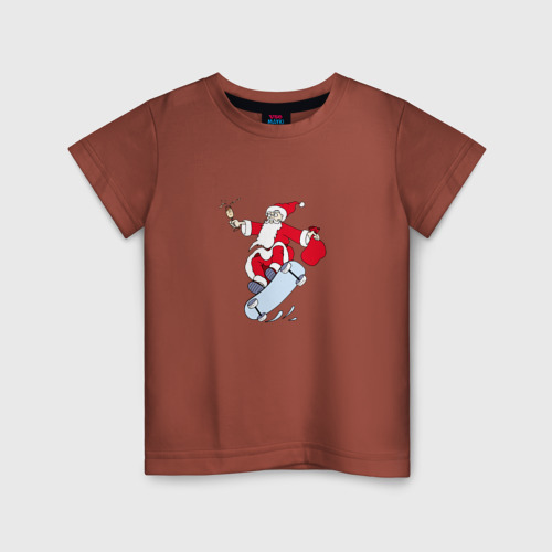 Детская футболка хлопок с принтом Hipster дед мороз, вид спереди #2