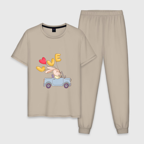 Мужская пижама хлопок с принтом Кролик - С Любовью, вид спереди #2