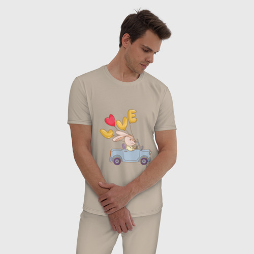 Мужская пижама хлопок с принтом Кролик - С Любовью, фото на моделе #1