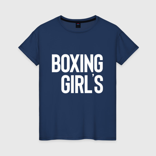 Женская футболка из хлопка с принтом Boxing girls, вид спереди №1