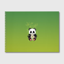 Альбом для рисования Панда сидит среди бамбука и есть лапшу