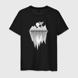 Серая лиса и горы – Мужская футболка хлопок с принтом купить со скидкой в -20%