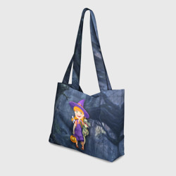 Пляжная сумка 3D Ведьма малолетка в тёмном лесу с дракончиком - фото 2