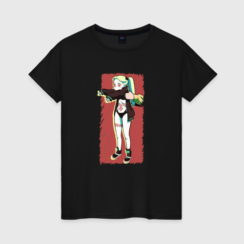 Женская футболка хлопок с принтом Ребекка Cyberpunk Edgerunner, вид спереди #2