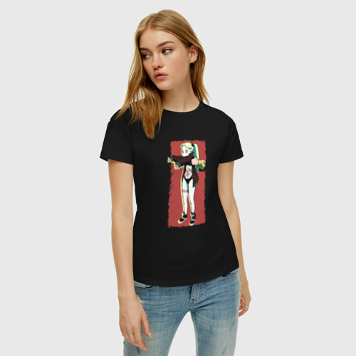 Женская футболка хлопок с принтом Ребекка Cyberpunk Edgerunner, фото на моделе #1