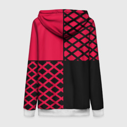 Толстовка с принтом Черно-красный геометрический узор для женщины, вид сзади №1. Цвет основы: белый