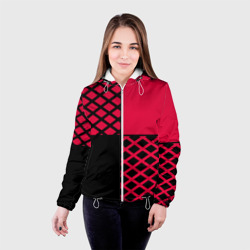 Женская куртка 3D Черно-красный геометрический узор  - фото 2