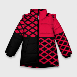 Зимняя куртка для девочек 3D Черно-красный геометрический узор 