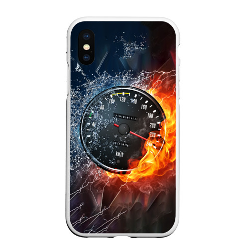 Чехол для iPhone XS Max матовый Need for Speed - спидометр, цвет белый