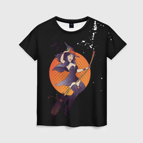 Женская футболка 3D с принтом Ведьмина ночь, вид спереди #2