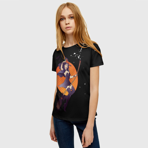 Женская футболка 3D с принтом Ведьмина ночь, фото на моделе #1
