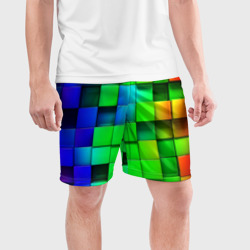 Мужские шорты спортивные Цветные неоновые кубы - фото 2