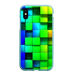 Чехол для iPhone XS Max матовый Цветные неоновые кубы