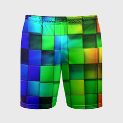 Мужские шорты спортивные Цветные неоновые кубы