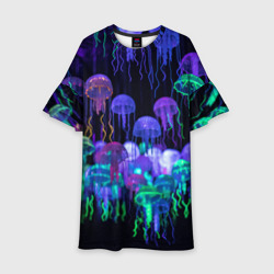 Детское платье 3D Мы веселые неоновые медузы