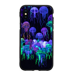 Чехол для iPhone XS Max матовый Мы веселые неоновые медузы