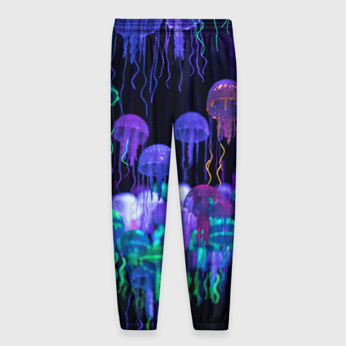 Мужские брюки 3D Мы веселые неоновые медузы, цвет 3D печать - фото 2