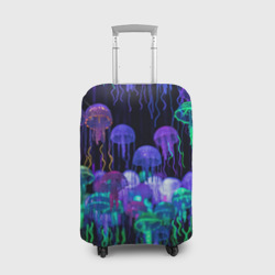 Чехол для чемодана 3D Мы веселые неоновые медузы