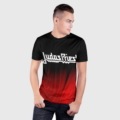 Мужская футболка 3D Slim Judas Priest red plasma, цвет 3D печать - фото 3